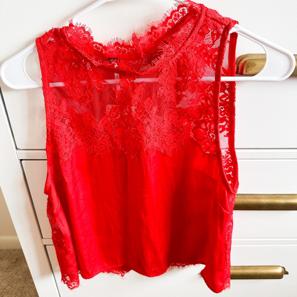 Free People silk and lace crop top